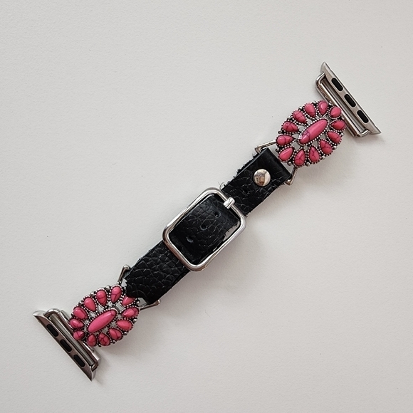 NWT Bohemian Pink Embossed Teardrop Stone Antique Silver Apple Watch Band main image 5